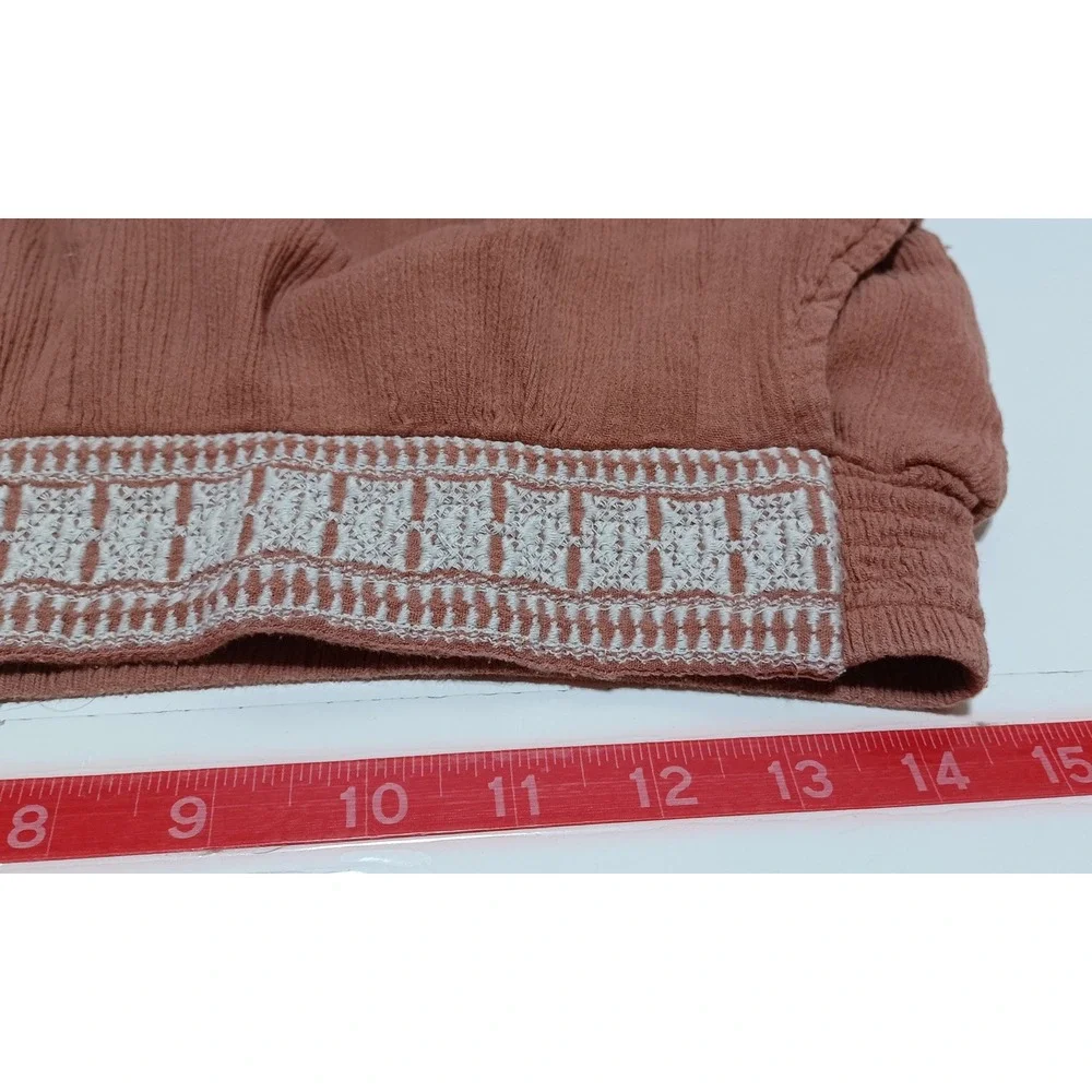 Garnet Hill Womens 10 Gauze Maxi Skirt Organic Cotton Boho Embroidered Earthy